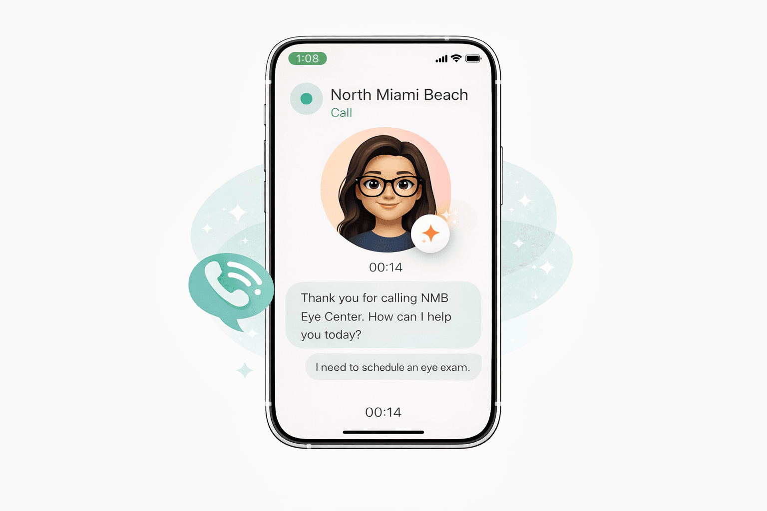 AI receptionist answering an inbound patient call